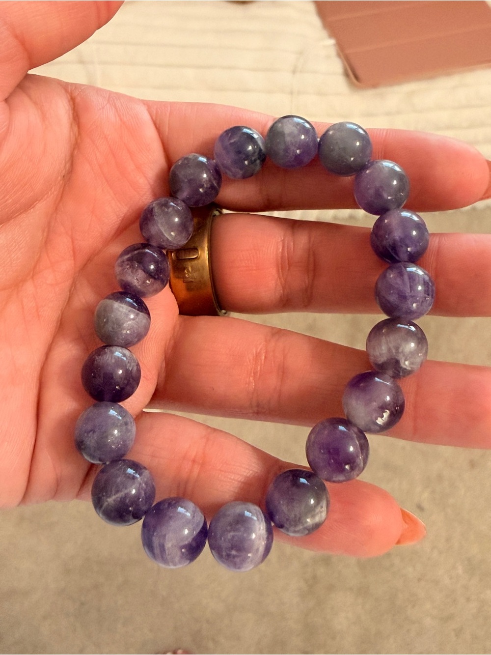 Amethyst  Beaded Gemstone Stretch Bracelet - Women- NEVER WORN